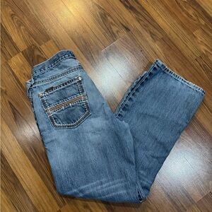 Ariat Blue Straight Leg Jeans with Decorative Stitching